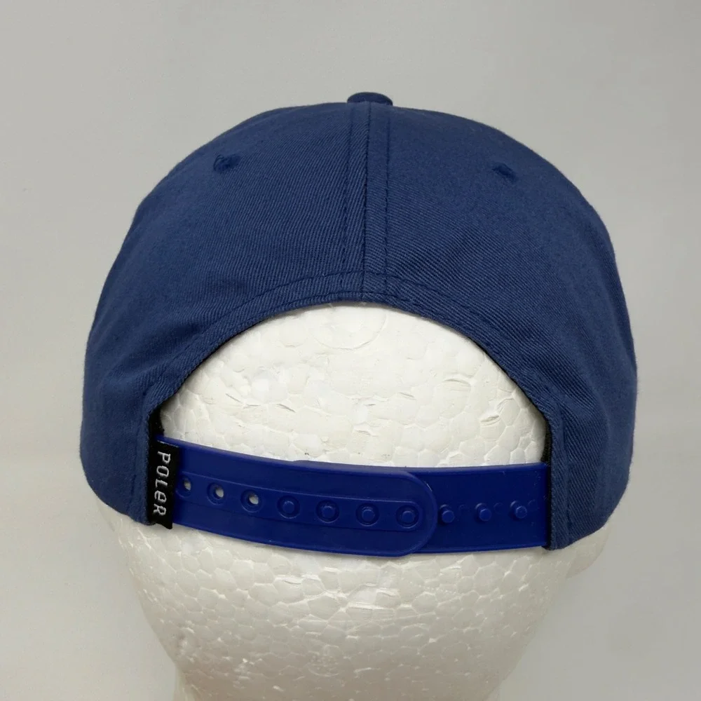 Poler Camp Vibes‎ Navy Blue Snapback Hat Triangle Eye Logo 5 Panel Cap Mens OSFM